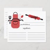 Retro Red Schürze Kitchen Tools Rezept Card (Vorne/Hinten)