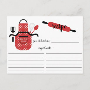 Retro Red Schürze Kitchen Tools Rezept Card Postkarte