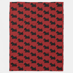 Retro Red Scottish Terrier Fleece Blanket
