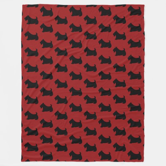Retro Red Scottish Terrier Fleece Blanket (Vorderseite)
