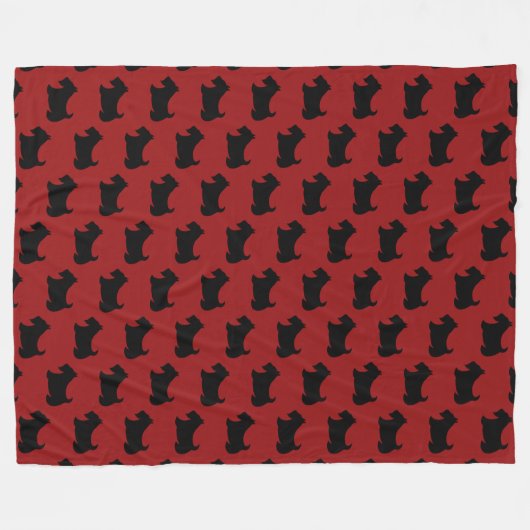 Retro Red Scottish Terrier Fleece Blanket (Vorderseite (Horizontal))