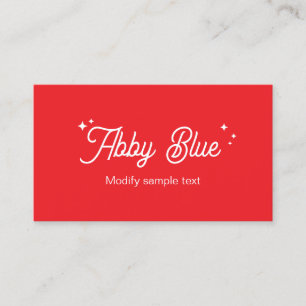 Retro Red Script Schriftart Stars Business Card Visitenkarte
