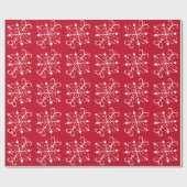 Retro Red Snowflake Wrapping Paper Geschenkpapier (Flach)
