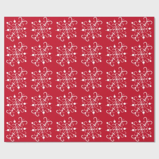 Retro Red Snowflake Wrapping Paper Geschenkpapier (Flach)