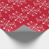 Retro Red Snowflake Wrapping Paper Geschenkpapier (Ecke)