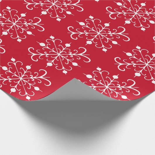 Retro Red Snowflake Wrapping Paper Geschenkpapier (Ecke)