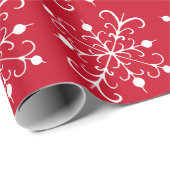 Retro Red Snowflake Wrapping Paper Geschenkpapier (Rolleneckpunkt)