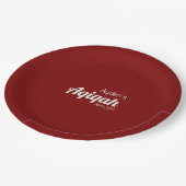 Retro Red Solid Color Schlicht, Aqiqah Baby Dusche Pappteller (Schrägansicht)