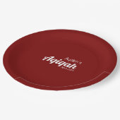 Retro Red Solid Color Schlicht, Aqiqah Baby Dusche Pappteller (Schrägansicht)