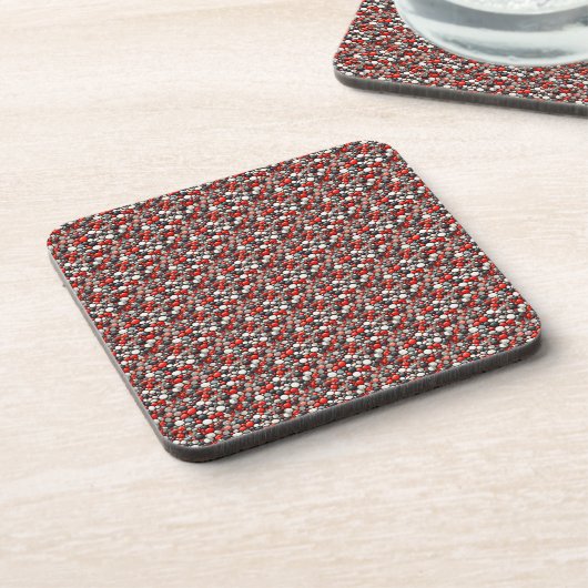 Retro Red Speckling Linoleum Muster Getränkeuntersetzer (Linke Seite)