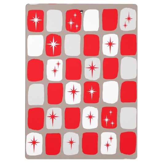 Retro Red Starbursts Clipboard Klemmbrett (Rückseite)