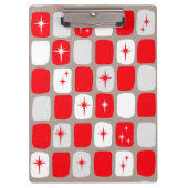 Retro Red Starbursts Clipboard Klemmbrett (Vorderseite)