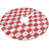 Retro Red Starburts Weihnachtsbaumrock Polyester Weihnachtsbaumdecke (Schrägansicht)