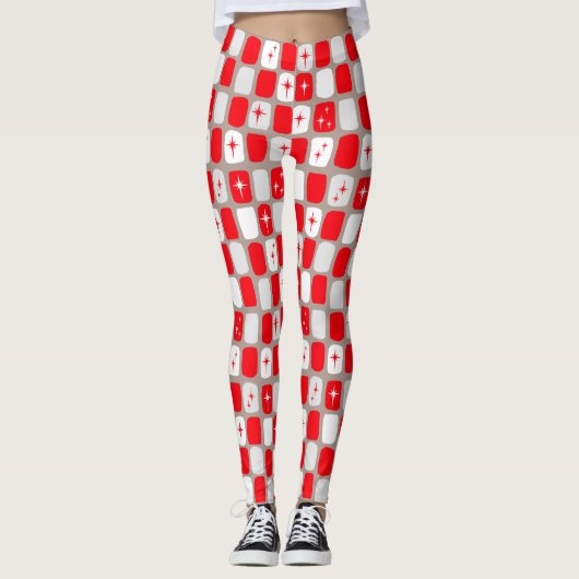 Retro Red Sternexplosionen Leggings (Vorderseite)