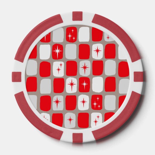 Retro Red Sternexplosionen Poker Chips (Vorderseite)