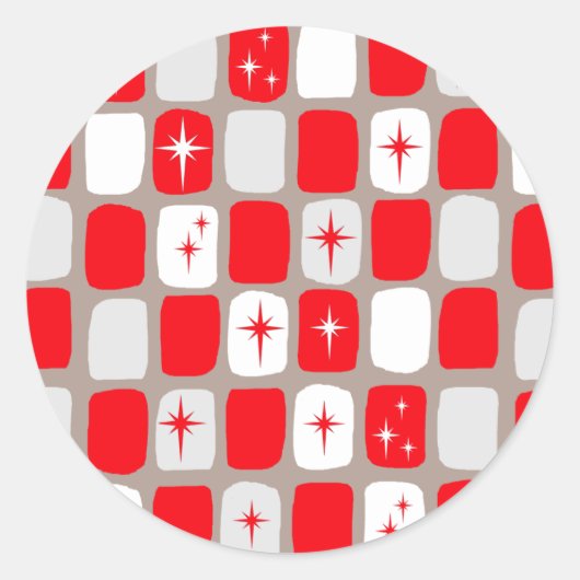 Retro Red Sternexplosionen Round Stickers (Vorderseite)