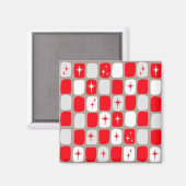 Retro Red Sternexplosionen Square Magnet (Vorderseite/Rückseite)