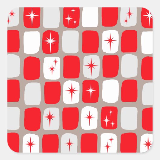 Retro Red Sternexplosionen Square Stickers (Vorderseite)