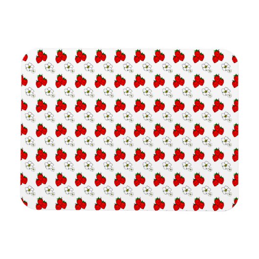 Retro Red Strawberry and Blume Pattern Magnet (Horizontal)