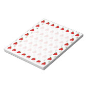 Retro Red Strawberry and Blume Pattern Notizblock (Rotiert)