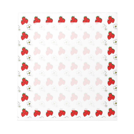 Retro Red Strawberry and Blume Pattern Notizblock (Vorderseite)