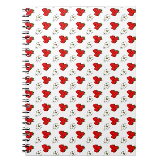 Retro Red Strawberry and Blume Pattern Notizblock (Vorderseite)