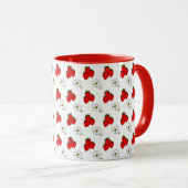 Retro Red Strawberry and Blume Pattern Tasse (VorderseiteRechts)