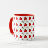 Retro Red Strawberry and Blume Pattern Tasse (Vorderseite Links)