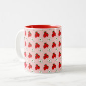 Retro Red Strawberry and Blume Pattern Tasse (Vorderseite Links)