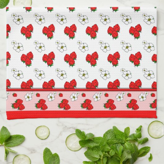 Retro Red Strawberry Patten Küchentuch (Gefaltet)