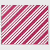 Retro Red Strip Weihnachtscreme Geschenkpapier (Flach)