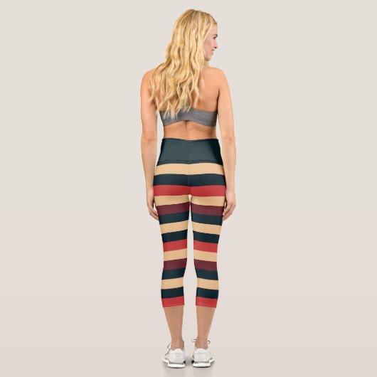 Retro Red Stripe Capri Leggings (Rückseite)