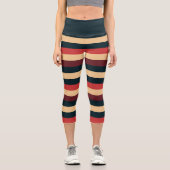 Retro Red Stripe Capri Leggings (Vorderseite)