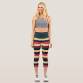 Retro Red Stripe Capri Leggings (Vorderseite)
