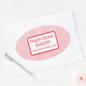 Retro Red Stripes Bäckerei Ovaler Aufkleber (Umschlag)