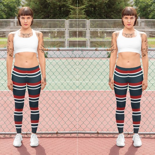 Retro Red Stripes Leggings