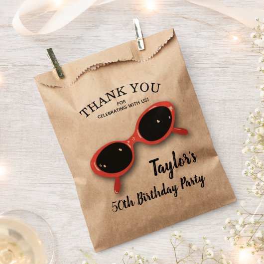 Retro Red Sunglasses Danke Geschenktütchen (Ausgeschnitten)