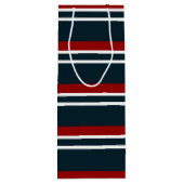 Retro Red Tartan Stripe Geschenktüte Für Weinflaschen (Rückseite)
