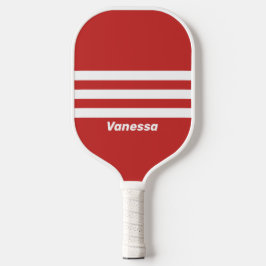 Retro Red Three Across Across Striping with Name Pickleball Schläger