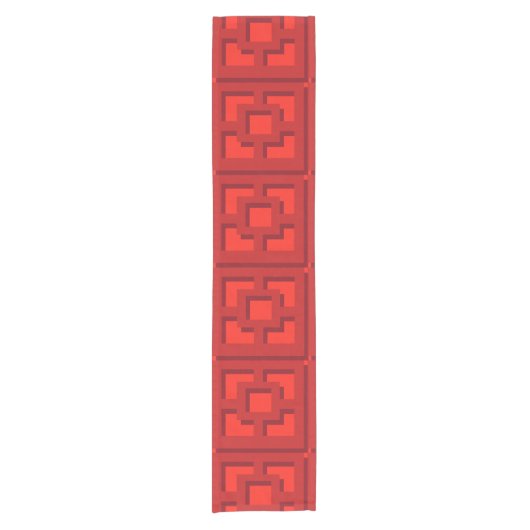 Retro Red Trellis Table Runner Kurzer Tischläufer (Vorderseite)