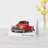 Retro Red Truck 100. Geburtstagskarte Karte (Gelbe Blume)
