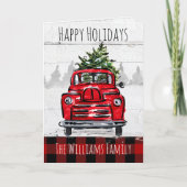 Retro Red Truck and Tree Falted Greeting Card Karte (Vorderseite)