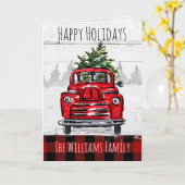 Retro Red Truck and Tree Falted Greeting Card Karte (Gelbe Blume)