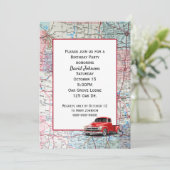 Retro Red Truck auf Karte Party (Stehend Vorderseite)