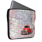 Retro Red Truck auf US-Karte Laptopschutzhülle (Vorne Rechts)