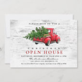 Retro Red Truck Birch Weihnachtsfeiertag OPEN HOUS Einladung (Vorderseite)