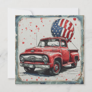 Retro Red Truck Bliss: Vintager Ruhm Feiertagskarte