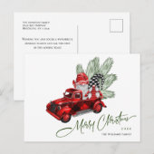 Retro Red Truck Gnomes Weihnachtsfeiertag Gruß Postkarte (Vorne/Hinten)