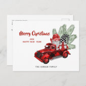 Retro Red Truck Gnomes Weihnachtsfeiertag Gruß Postkarte (Vorne/Hinten)