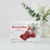 Retro Red Truck Gnomes Weihnachtsfeiertag Gruß Postkarte (Stehend Vorderseite)